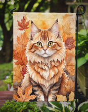 Load image into Gallery viewer, Skookum Fall Garden Flag - Cat in Fall Leaves - Cat-Themed Seasonal Yard Decor