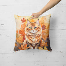 Load image into Gallery viewer, Skookum Cat in Fall Leaves Throw Pillow
