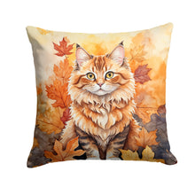 Load image into Gallery viewer, Skookum Cat in Fall Leaves Throw Pillow