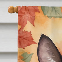 Load image into Gallery viewer, Snowshoe Cat in Fall Leaves House Flag