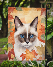 Load image into Gallery viewer, Snowshoe Fall Garden Flag - Cat in Fall Leaves - Cat-Themed Seasonal Yard Decor