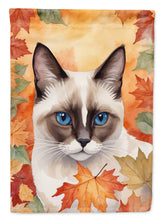 Load image into Gallery viewer, Snowshoe Fall Garden Flag - Cat in Fall Leaves - Cat-Themed Seasonal Yard Decor
