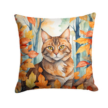 Load image into Gallery viewer, Sokoke Cat in Fall Leaves Throw Pillow - 14x14 Decorative Pillow – Art for Your Home &amp; Patio