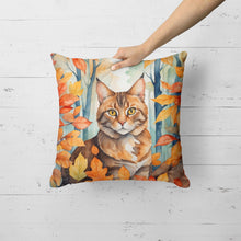 Load image into Gallery viewer, Sokoke Cat in Fall Leaves Throw Pillow