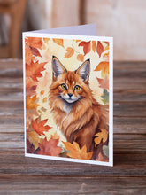 Load image into Gallery viewer, Somali Cat in Fall Leaves Greeting Cards - Blank Note Cards – 8-Pack of Artist-Designed Cards with Envelopes