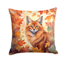 Load image into Gallery viewer, Somali Cat in Fall Leaves Throw Pillow - 14x14 Decorative Pillow – Art for Your Home &amp; Patio