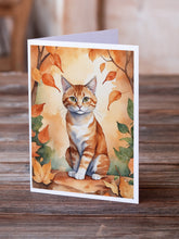 Load image into Gallery viewer, Suphalak Cat in Fall Leaves Greeting Cards - Blank Note Cards – 8-Pack of Artist-Designed Cards with Envelopes
