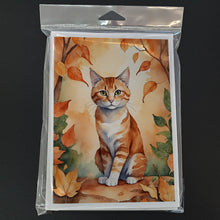 Load image into Gallery viewer, Suphalak Cat in Fall Leaves Greeting Cards - Blank Note Cards – 8-Pack of Artist-Designed Cards with Envelopes