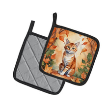 Load image into Gallery viewer, Suphalak Cat in Fall Leaves Pot Holders - Set of 2 Decorative Kitchen Helpers | Made in the USA