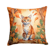 Load image into Gallery viewer, Suphalak Cat in Fall Leaves Throw Pillow - 14x14 Decorative Pillow – Art for Your Home &amp; Patio