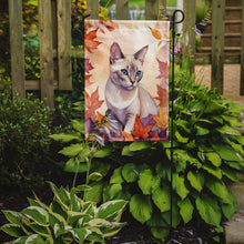 Load image into Gallery viewer, Thai Lilac Fall Garden Flag - Cat in Fall Leaves - Cat-Themed Seasonal Yard Decor