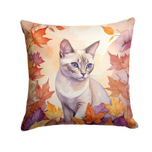 Load image into Gallery viewer, Thai Lilac Cat in Fall Leaves Throw Pillow - 14x14 Decorative Pillow – Art for Your Home &amp; Patio