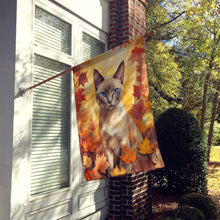 Load image into Gallery viewer, Tonkinese Cat in Fall Leaves House Flag