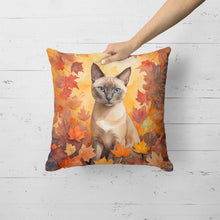 Load image into Gallery viewer, Tonkinese Cat in Fall Leaves Throw Pillow