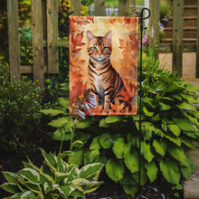 Load image into Gallery viewer, Toyger Fall Garden Flag - Cat in Fall Leaves - Cat-Themed Seasonal Yard Decor