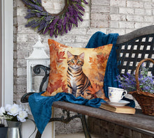 Load image into Gallery viewer, Toyger Cat in Fall Leaves Throw Pillow