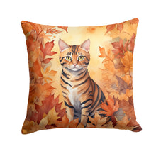 Load image into Gallery viewer, Toyger Cat in Fall Leaves Throw Pillow