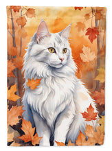 Load image into Gallery viewer, Turkish Angora Cat in Fall Leaves House Flag