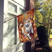 Load image into Gallery viewer, Turkish Van Cat in Fall Leaves House Flag