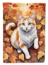 Load image into Gallery viewer, Turkish Van Cat in Fall Leaves House Flag