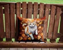 Load image into Gallery viewer, Turkish Van Cat in Fall Leaves Throw Pillow - 14x14 Decorative Pillow – Art for Your Home &amp; Patio