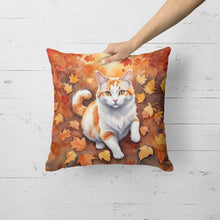 Load image into Gallery viewer, Turkish Van Cat in Fall Leaves Throw Pillow