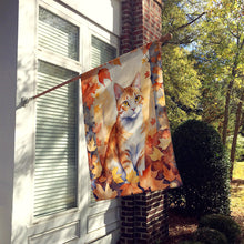 Load image into Gallery viewer, Ural Rex Cat in Fall Leaves House Flag