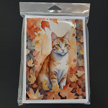 Load image into Gallery viewer, Ural Rex Cat in Fall Leaves Greeting Cards - Blank Note Cards – 8-Pack of Artist-Designed Cards with Envelopes