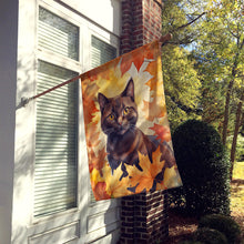 Load image into Gallery viewer, York Chocolate Cat in Fall Leaves House Flag