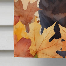 Load image into Gallery viewer, York Chocolate Cat in Fall Leaves House Flag