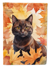 Load image into Gallery viewer, York Chocolate Cat in Fall Leaves House Flag