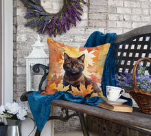 Load image into Gallery viewer, York Chocolate Cat in Fall Leaves Throw Pillow