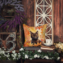 Load image into Gallery viewer, York Chocolate Cat in Fall Leaves Throw Pillow