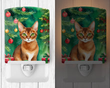Load image into Gallery viewer, Abyssinian Cat By the Christmas Tree Ceramic Night Light