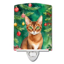 Load image into Gallery viewer, Abyssinian Cat By the Christmas Tree Ceramic Night Light