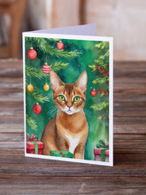 Load image into Gallery viewer, Abyssinian Cat By the Christmas Tree Greeting Cards - Blank Note Cards – 8-Pack of Artist-Designed Cards with Envelopes