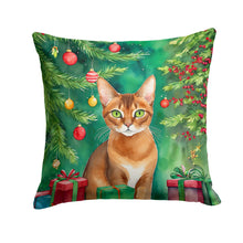 Load image into Gallery viewer, Abyssinian Cat By the Christmas Tree Throw Pillow