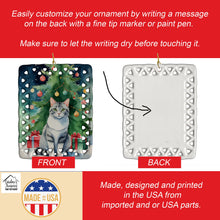 Load image into Gallery viewer, Aegean Cat By the Christmas Tree Porcelain Ornament