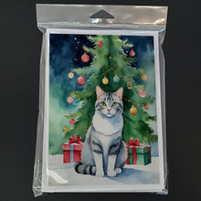 Load image into Gallery viewer, Aegean Cat By the Christmas Tree Greeting Cards - Blank Note Cards – 8-Pack of Artist-Designed Cards with Envelopes