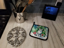 Load image into Gallery viewer, Aegean Cat By the Christmas Tree Pot Holders - Set of 2 Decorative Kitchen Helpers | Made in the USA