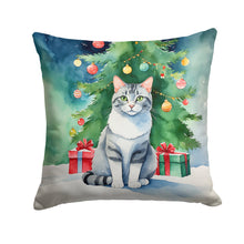 Load image into Gallery viewer, Aegean Cat By the Christmas Tree Throw Pillow - 14x14 Decorative Pillow – Art for Your Home &amp; Patio