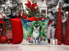 Load image into Gallery viewer, Aegean Cat By the Christmas Tree Throw Pillow