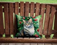 Load image into Gallery viewer, American Bobtail Cat By the Christmas Tree Throw Pillow - 14x14 Decorative Pillow – Art for Your Home &amp; Patio