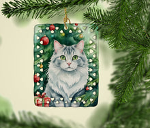 Load image into Gallery viewer, American Curl Cat By the Christmas Tree Porcelain Ornament