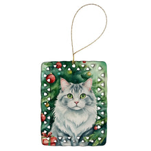 Load image into Gallery viewer, American Curl Cat By the Christmas Tree Porcelain Ornament