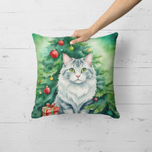Load image into Gallery viewer, American Curl Cat By the Christmas Tree Throw Pillow