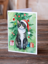 Load image into Gallery viewer, American Polydactyl Cat By the Christmas Tree Greeting Cards - Blank Note Cards – 8-Pack of Artist-Designed Cards with Envelopes