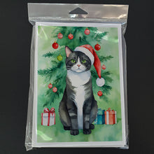 Load image into Gallery viewer, American Polydactyl Cat By the Christmas Tree Greeting Cards - Blank Note Cards – 8-Pack of Artist-Designed Cards with Envelopes
