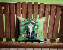 Load image into Gallery viewer, American Polydactyl Cat By the Christmas Tree Throw Pillow - 14x14 Decorative Pillow – Art for Your Home &amp; Patio