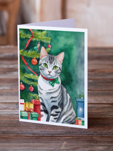 Load image into Gallery viewer, American Shorthair Cat By the Christmas Tree Greeting Cards - Blank Note Cards – 8-Pack of Artist-Designed Cards with Envelopes